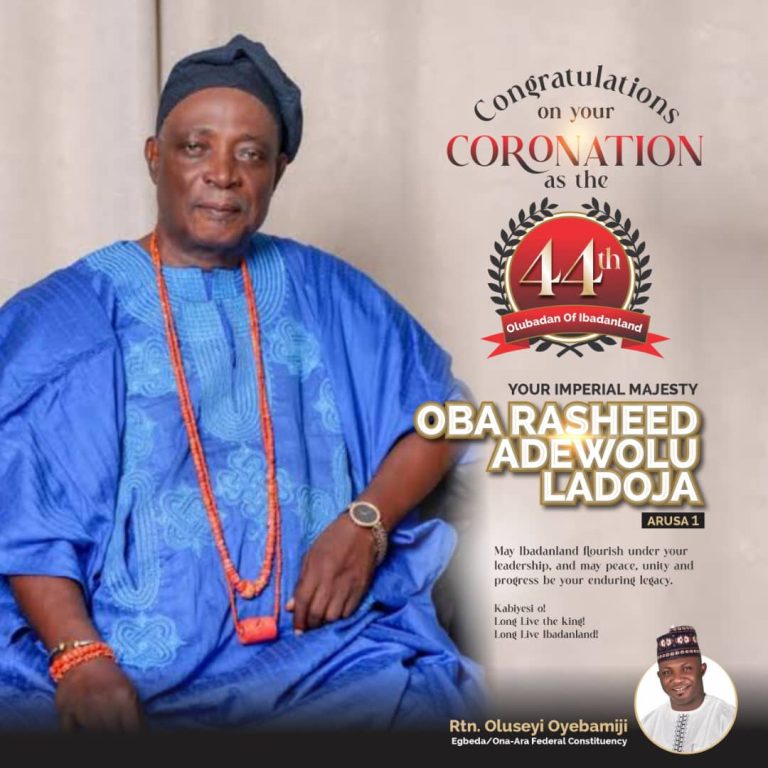 44th Olubadan Coronation: Oyebamiji Felicitates Oba Ladoja, Prays for Prosperous Reign